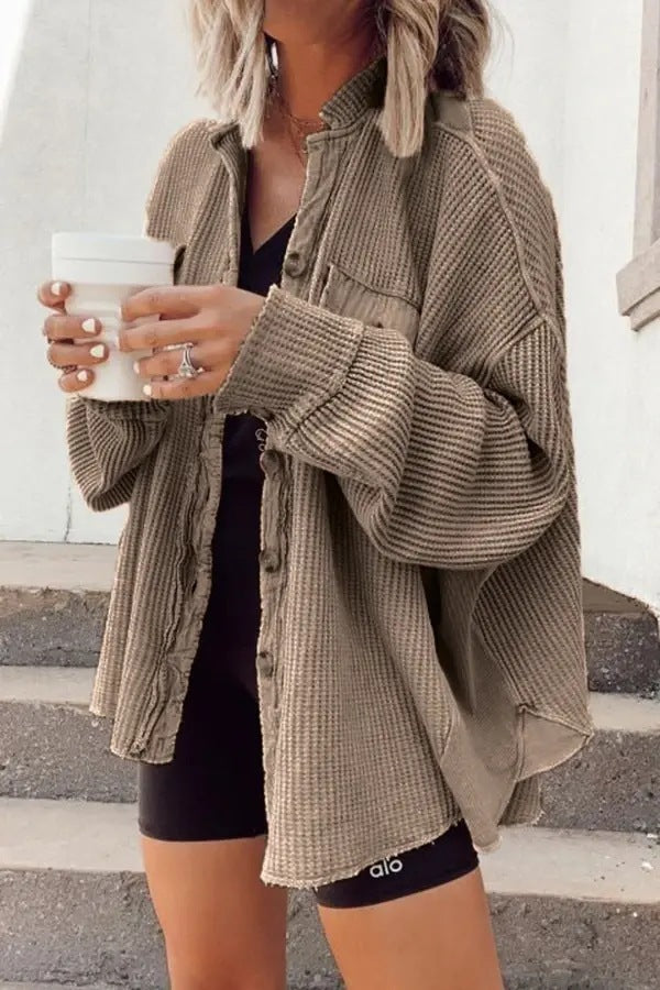 ADELE | OVERSIZED WAFFLE TEXTURE OVERSHIRT WOMEN