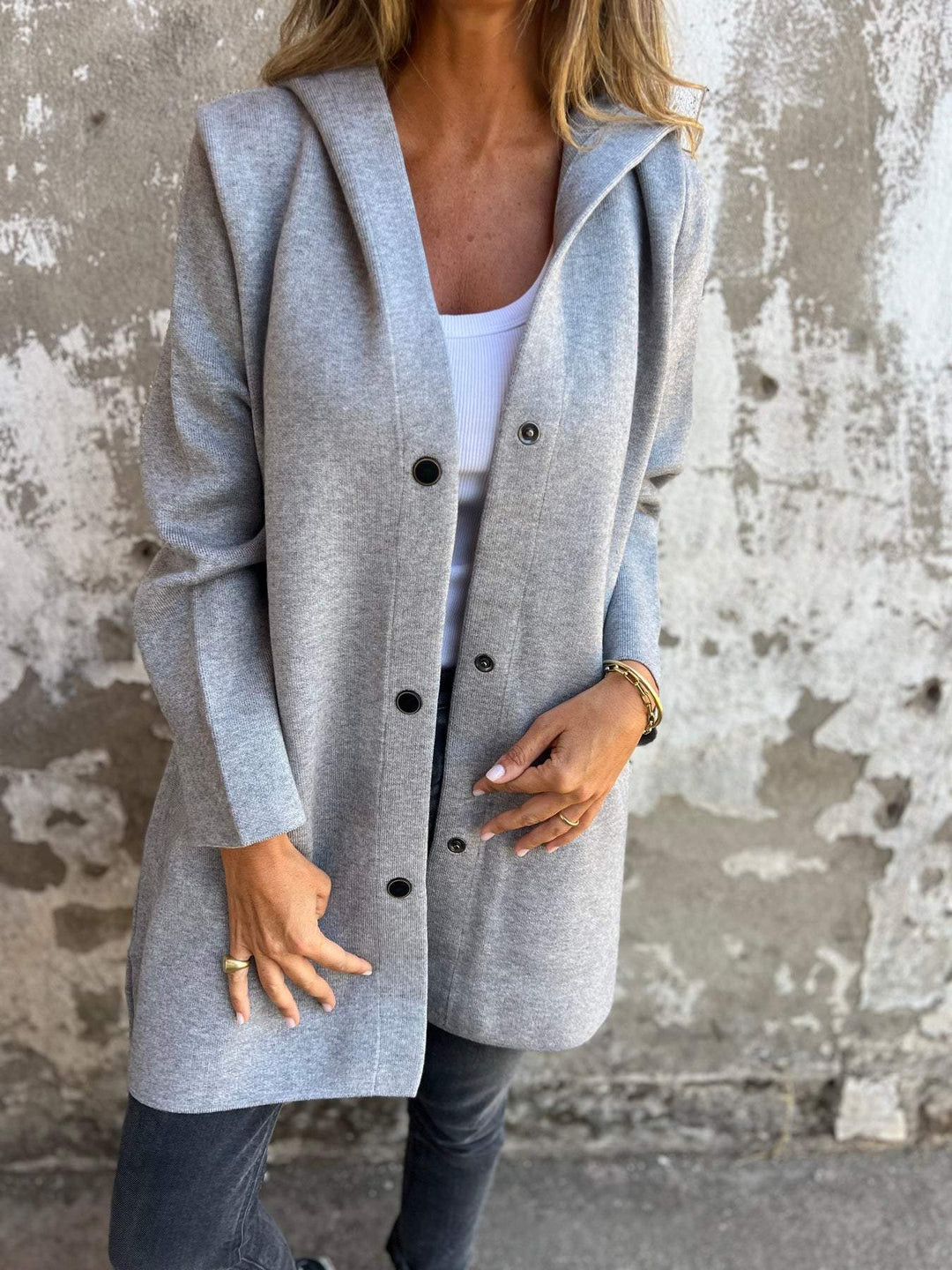 QUINTY™ | CASUAL JACKET WITH SINGLE BUTTONS AND ENCLOSING HOOD