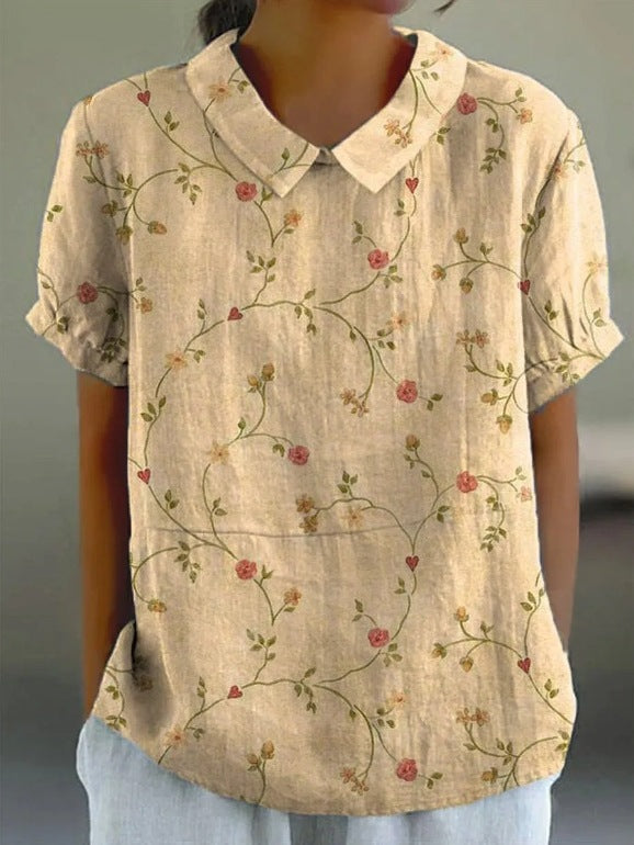 NOEMIE | FLORAL AUTUMNAL HEMP BLOUSE