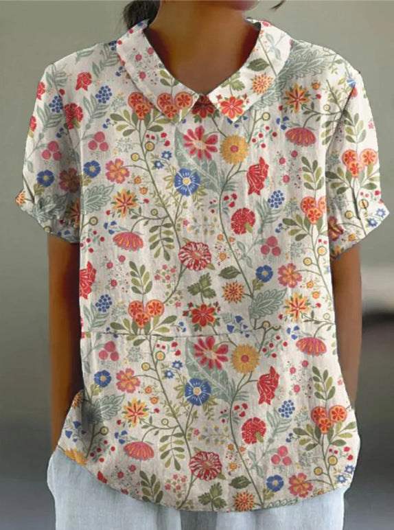 NOEMIE | FLORAL AUTUMNAL HEMP BLOUSE