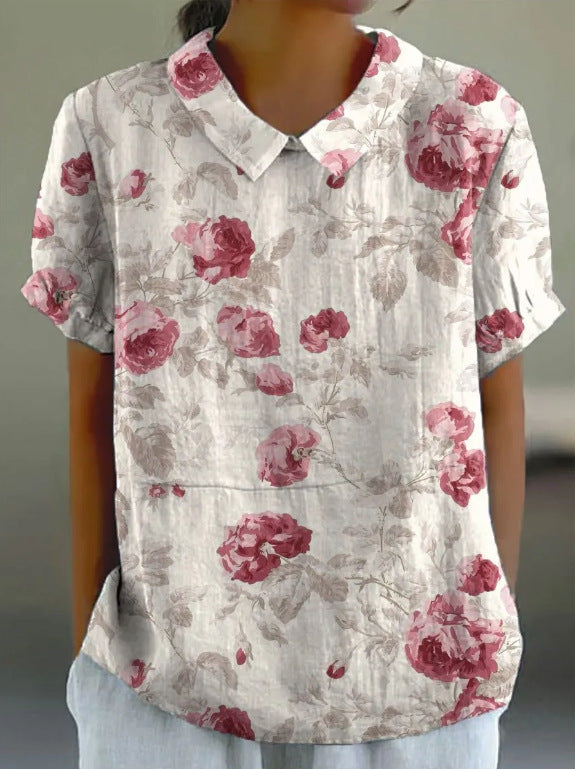NOEMIE | FLORAL AUTUMNAL HEMP BLOUSE