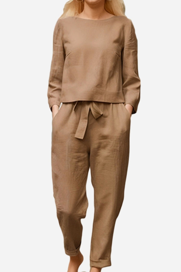 Ismeria - Cotton-Linen Monochrome 2-Piece Set