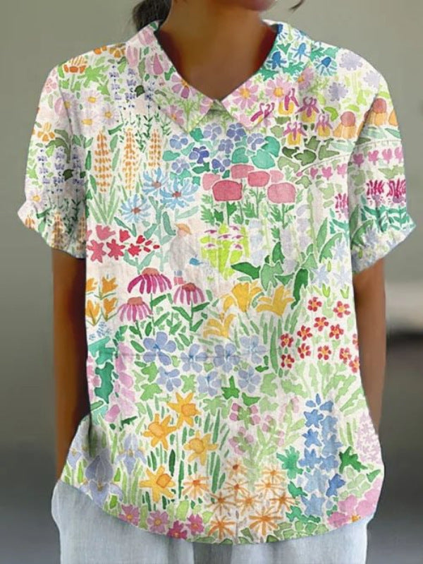 NOEMIE | FLORAL AUTUMNAL HEMP BLOUSE